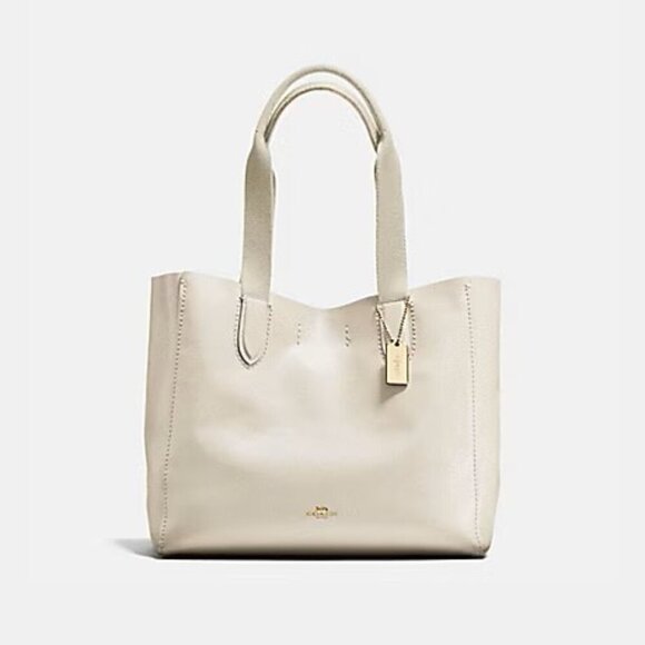 Coach Pebble Leather Derby Tote - Chalk / Neutral - Picture 1 of 6